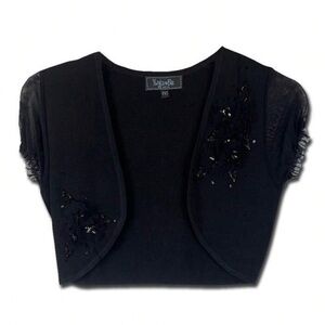 Black Beaded Short Sleeve Bolero